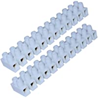 AERZETIX: Juego de 2 regletas de terminales conexión por tornillo 12 pistas posiciones cables 400V blanco (2.5mm²…